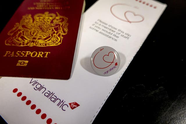 The pin badge and document that indicate to Virgin Atlantic staff that a passenger has a hidden disability