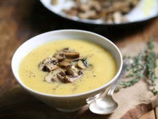 Jerusalem artichoke and golden mushroom soup, recipe