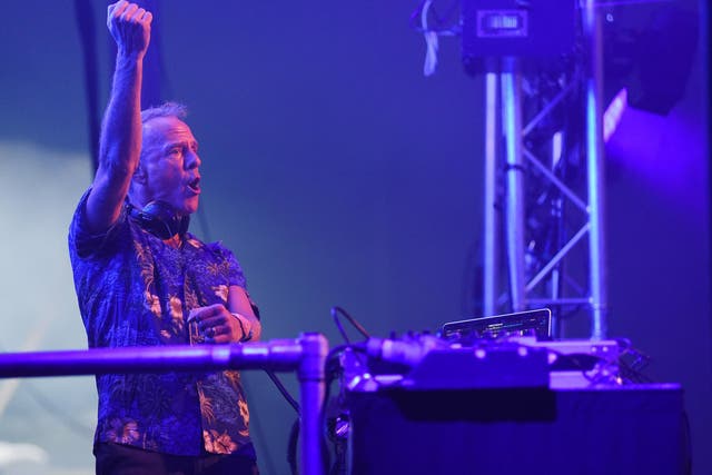 Fatboy Slim Performs on stage during Brighton Pride 2015 on 1 August, 2015 in Brighton, England.