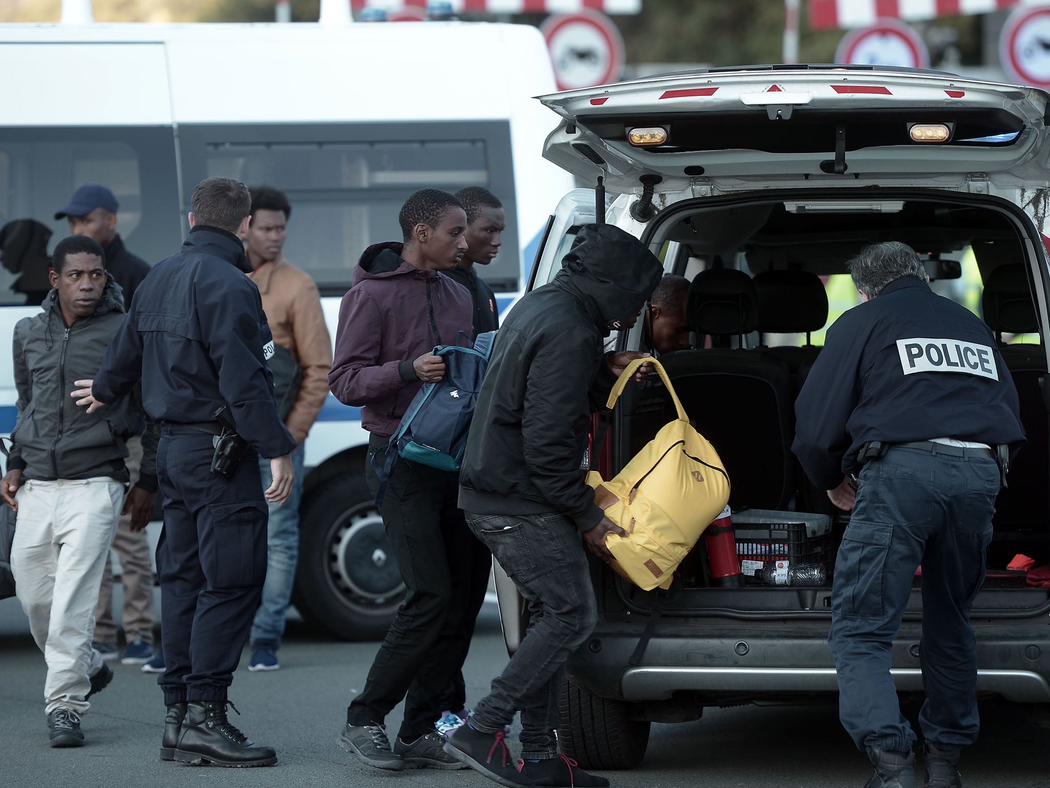 French police detain migrants at the southwest border crossing of Biriatou in November last year