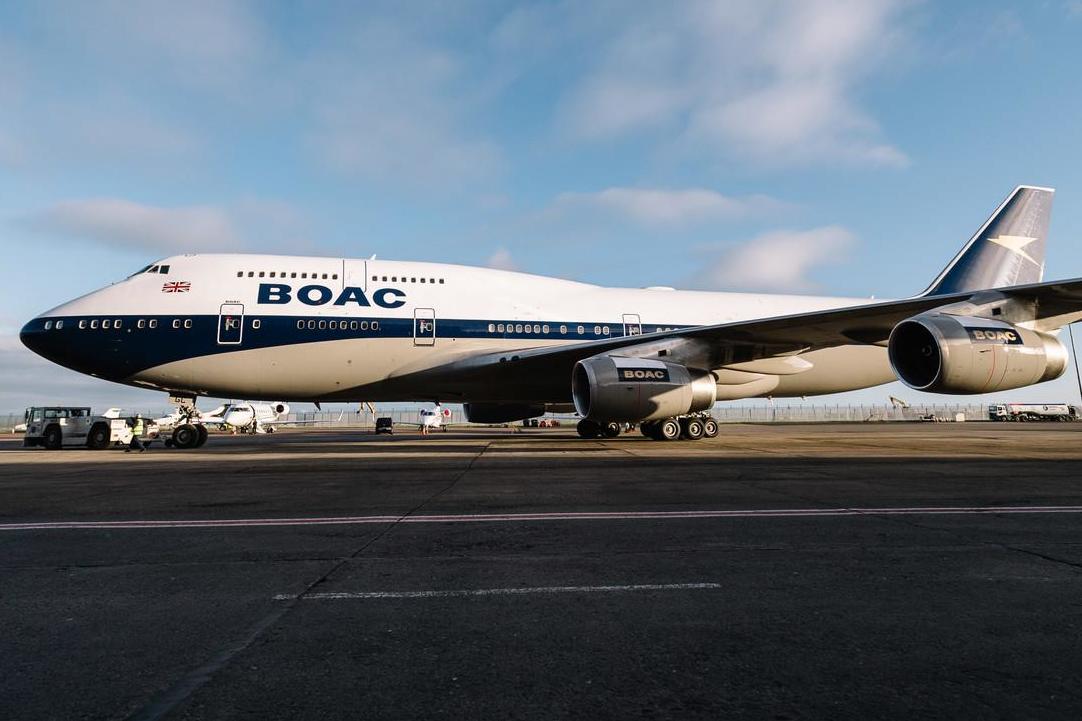 Fly past: the British Airways Boeing 747 in the colours of BOAC