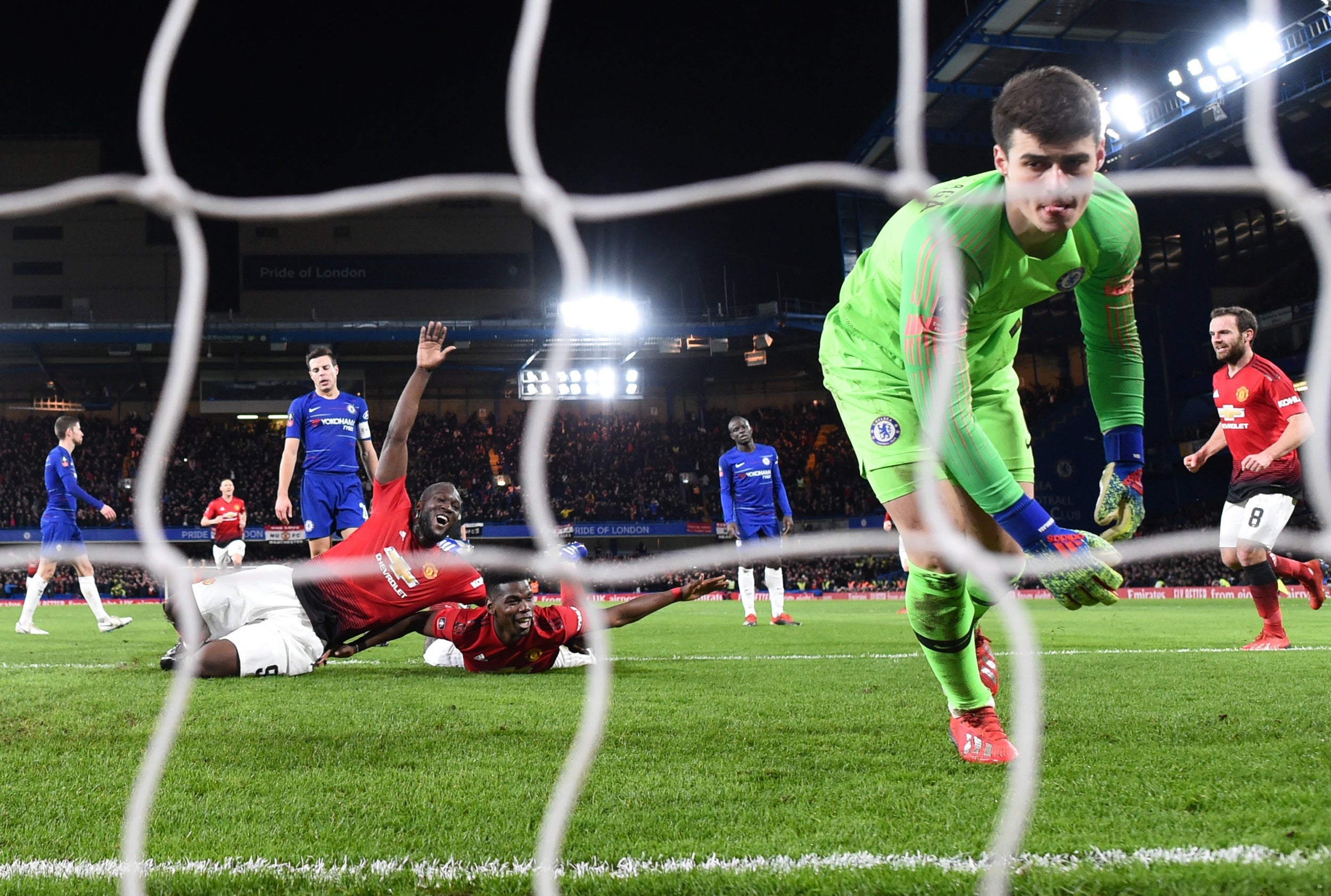 Paul Pogba puts United's second past Kepa