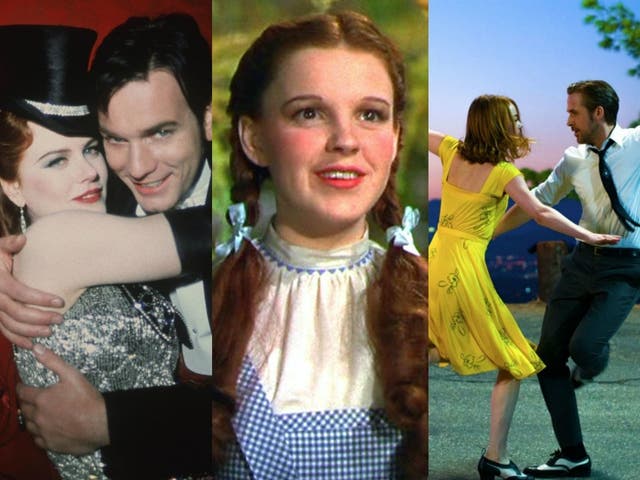 Musical magic: Scenes from Moulin Rouge!, The Wizard of Oz and La La Land (left to right)