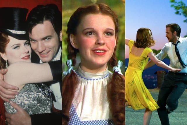 Musical magic: Scenes from Moulin Rouge!, The Wizard of Oz and La La Land (left to right)