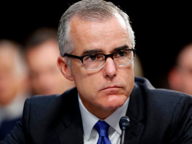 In this June 7, 2017, file photo, then-FBI acting director Andrew McCabe listens during a Senate Intelligence Committee hearing