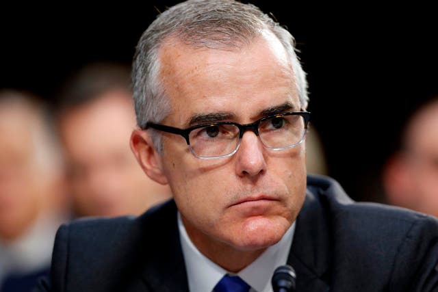 In this June 7, 2017, file photo, then-FBI acting director Andrew McCabe listens during a Senate Intelligence Committee hearing