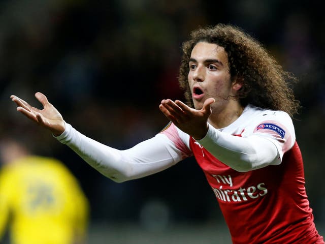 Arsenal's Matteo Guendouzi reacts during the match