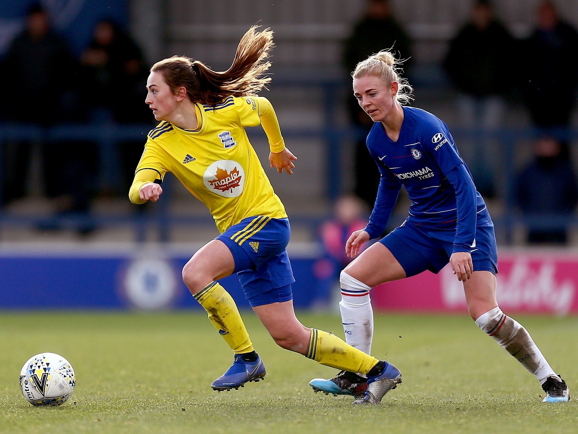 Chloe Arthur, left, in action for Birmingham City