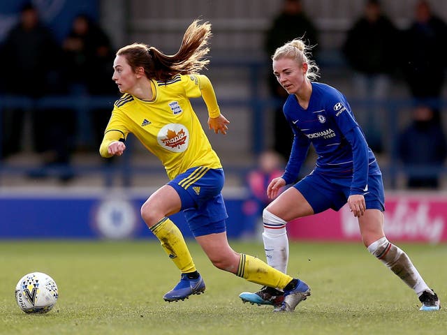 Chloe Arthur, left, in action for Birmingham City