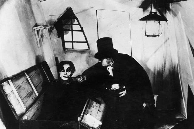 A scene from the German silent film 'The Cabinet Of Dr Caligari', directed by Robert Wiene for Decla-Bioscop