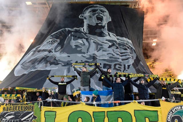 Nantes supporters pay a tribute to Argentinian forward Emiliano Sala