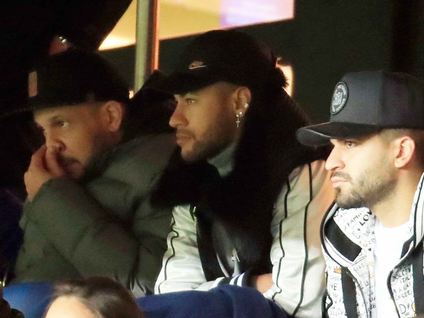 Paris St Germain’s Neymar looks on from the stands