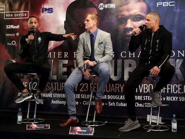 James DeGale, promoter Richard Poxon and Chris Eubank Jr during the press conference