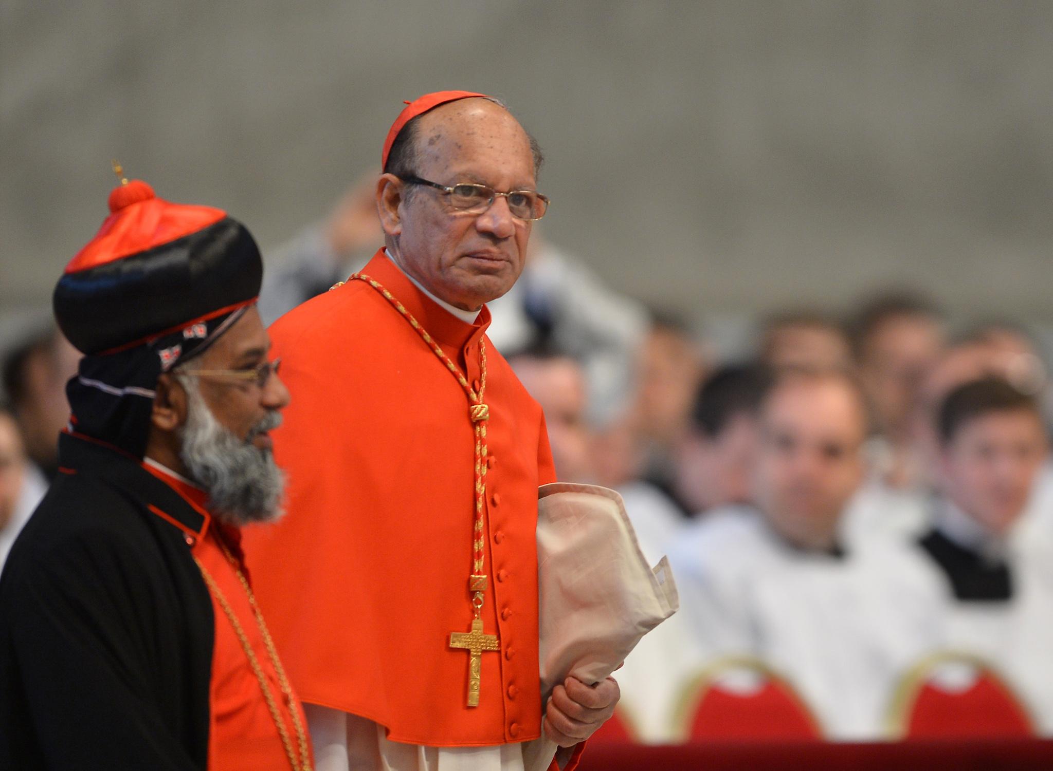 File: Indian cardinal Oswald Gracias (C) arrive for a grand mass in St Peter's Basilica