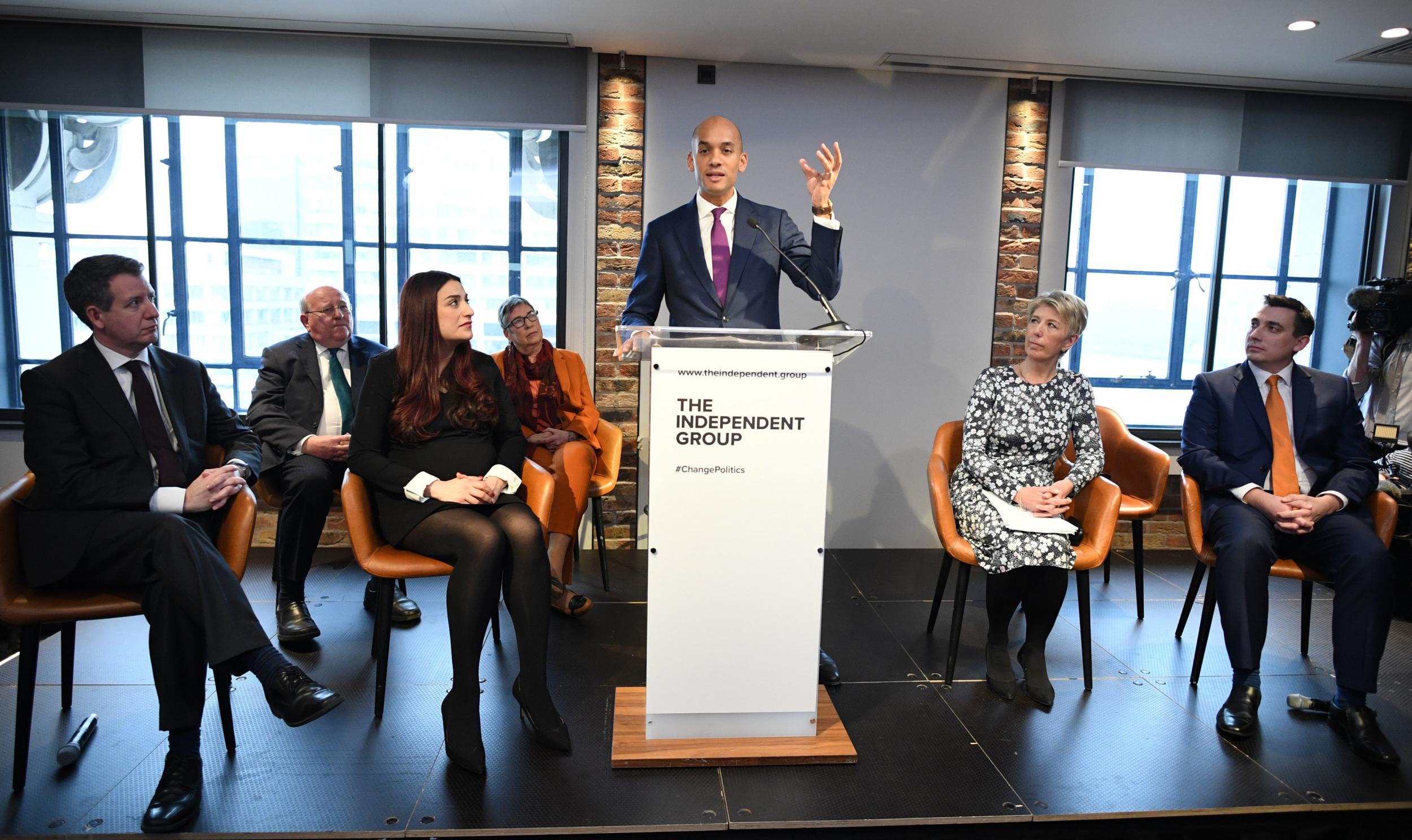 Chuka Umunna addressing the press conference where the formation of TIG was announced