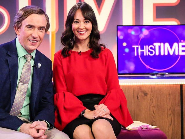 Alan Partridge (Steve Coogan) and co-host Jenny Gresham (Susannah Fielding), who presents with a level of professionalism that quickly turns into hostility towards her oafish new colleague