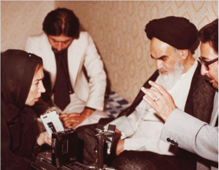 Fallaci with Ayatollah Ruhollah Khomeini and, right, Banisadr