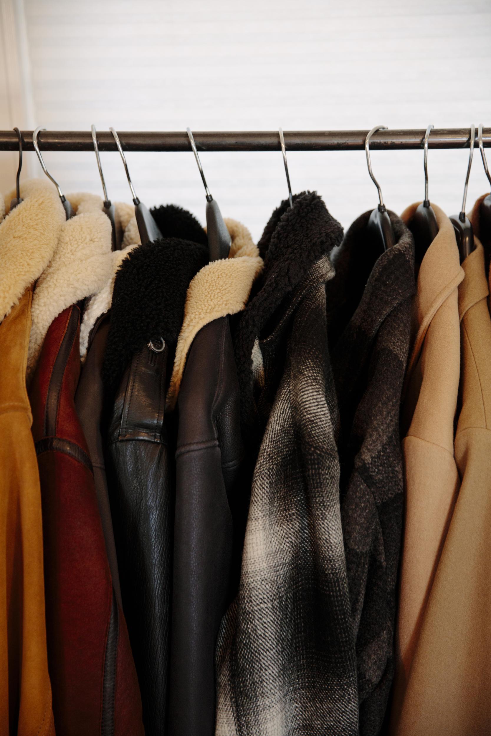 New jackets hang in Ilaria Urbinati's studio awaiting a client. (Photo for The Washington Post by Brinson+Banks)