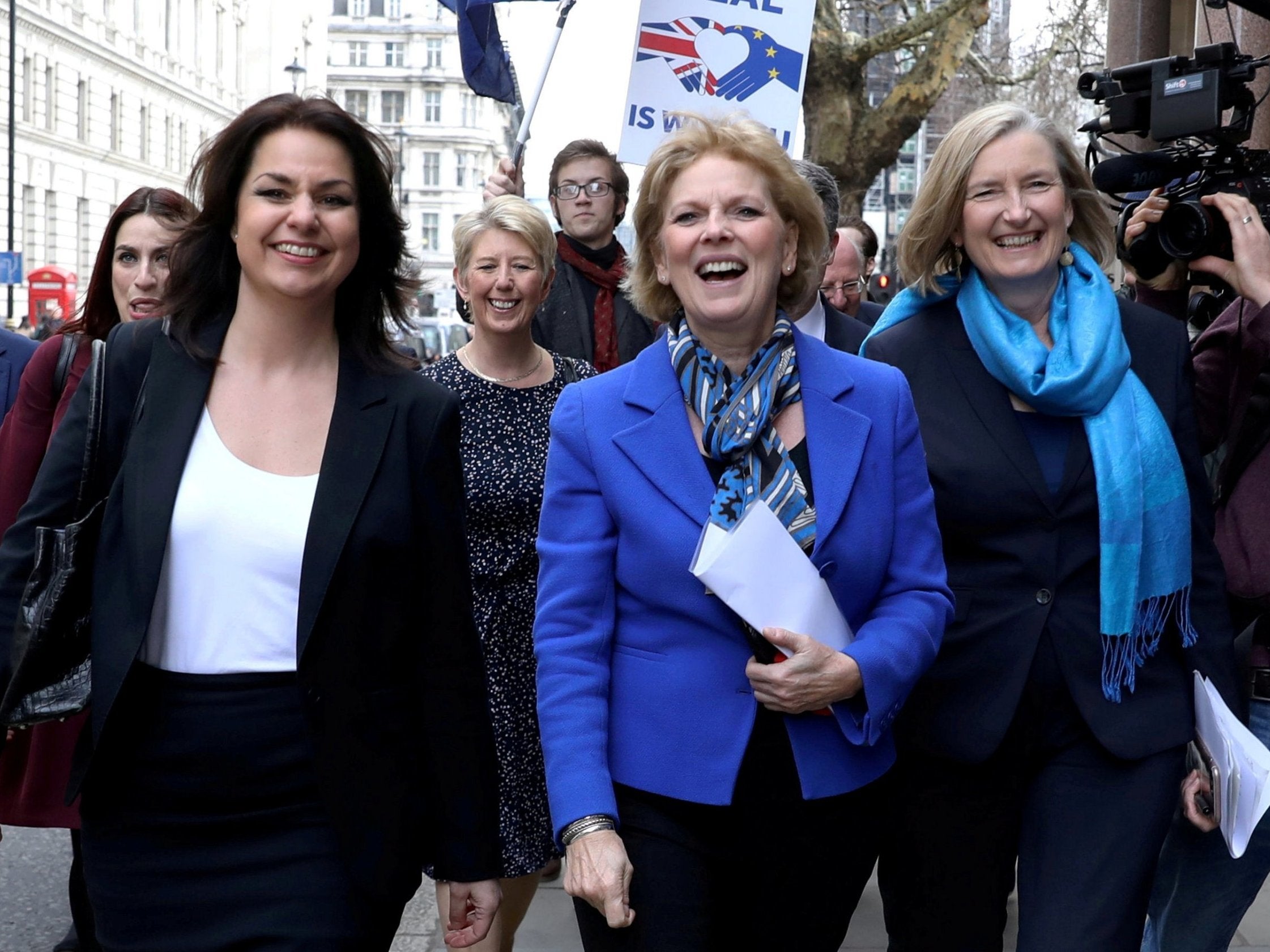 Allen (left) with fellow ex-Tories Anna Soubry and Sarah Wollaston