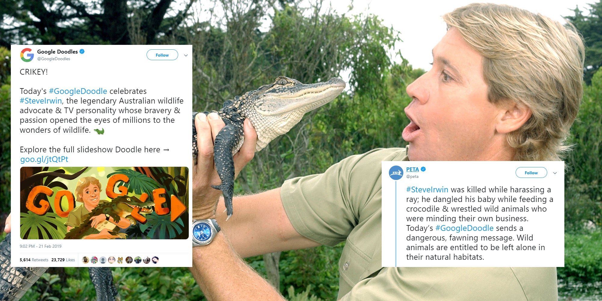  PETA  called Steve  Irwin  an animal harasser and people 