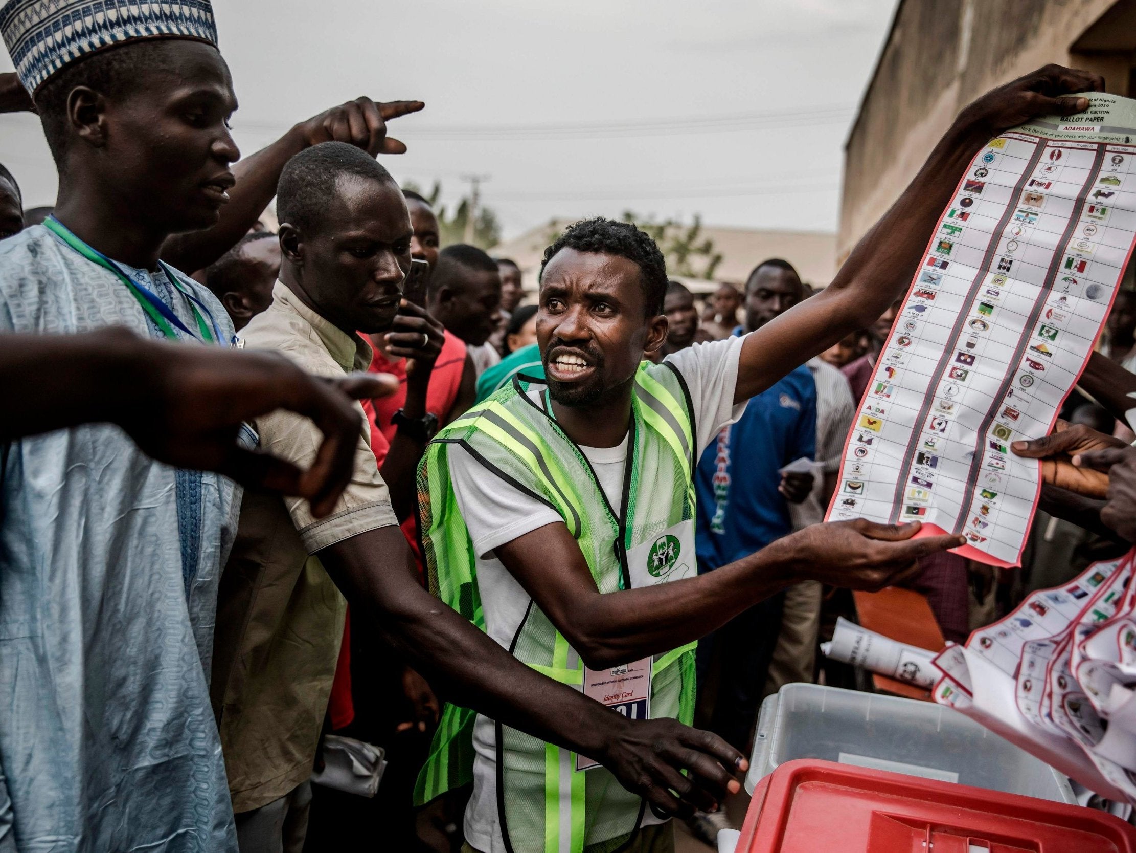 Some polling stations remained open after dark or reopened on Sunday after delays interrupted voting in some states