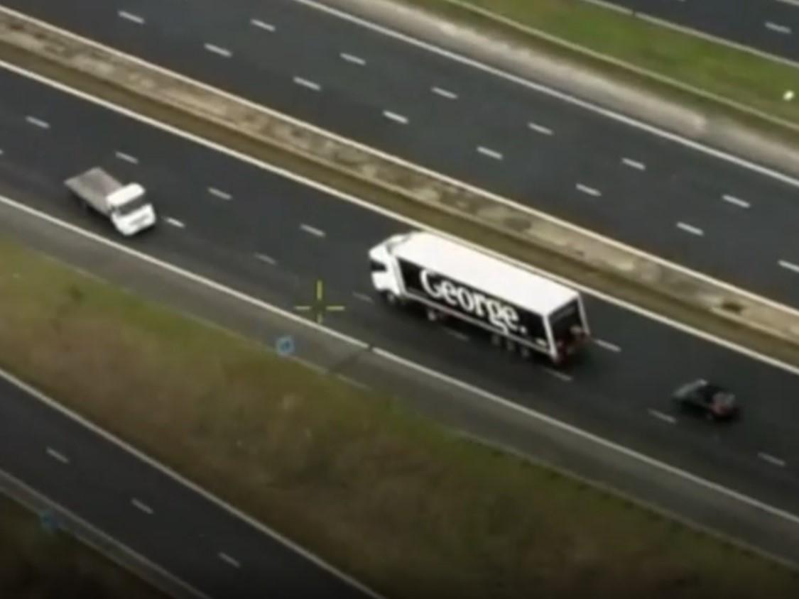 Footage of John Taylor driving his 7.5 tonne lorry wrong way down the M18