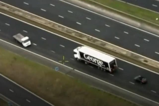 Footage of John Taylor driving his 7.5 tonne lorry wrong way down the M18