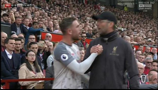 The pair appeared to argue on the touchline after the decision