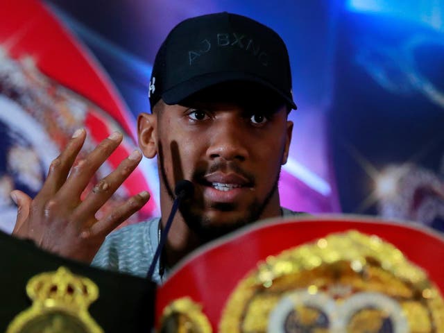 Anthony Joshua during the press conference