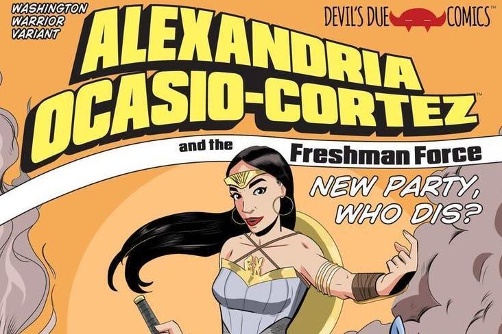 Alexandria Ocasio-Cortez featured on comic book cover (Devil's Due Comics)