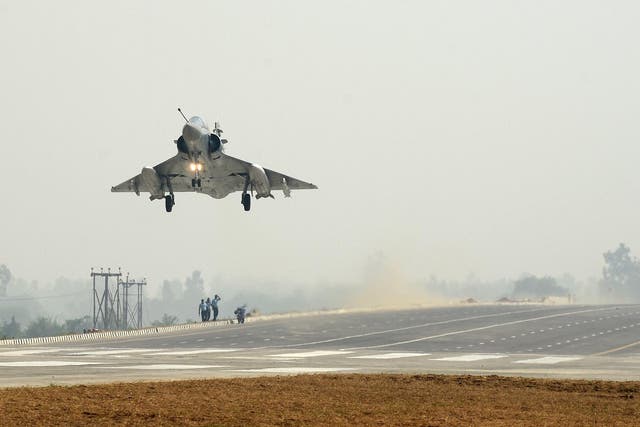 File: An Indian Air Force Mirage 2000 fighter jet touches down during exercises in Uttar Pradesh