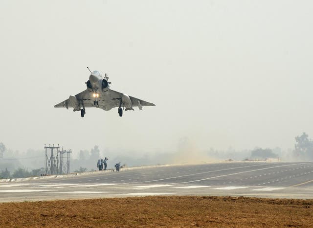 File: An Indian Air Force Mirage 2000 fighter jet touches down during exercises in Uttar Pradesh