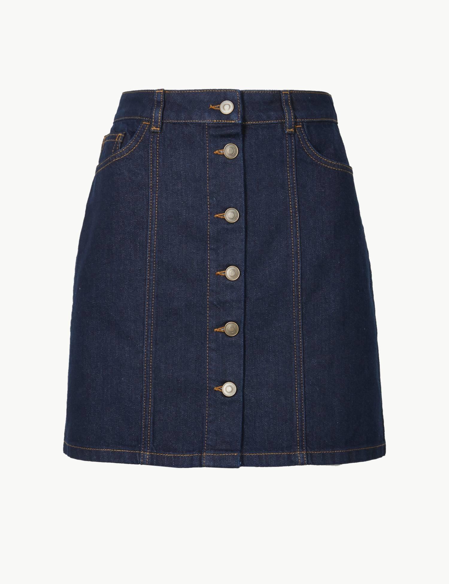 m&s white denim skirt