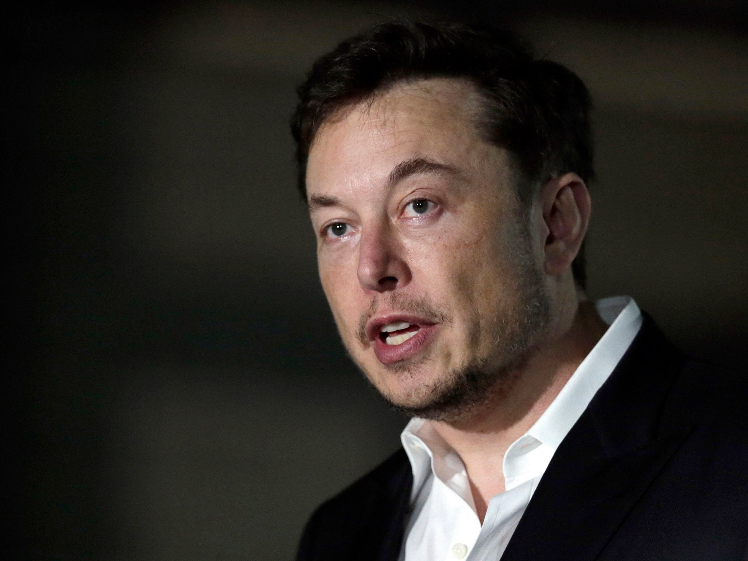Tesla chief executive Elon Musk speaks at a news conference in Chicago.