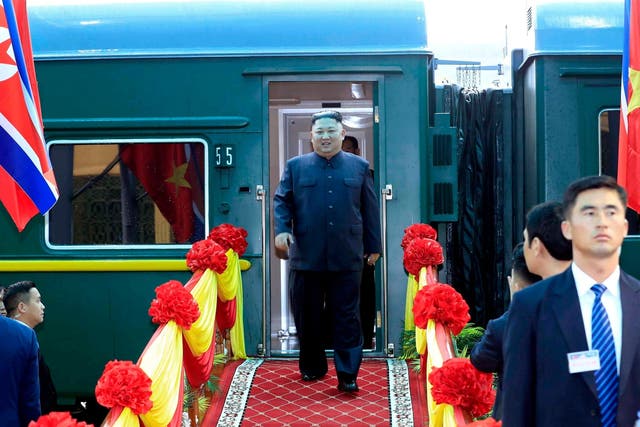 North Korean leader Kim Jong-un arrives at Vietnam's Dong Dang rail station ahead of talks with Donald Trump in Hanoi