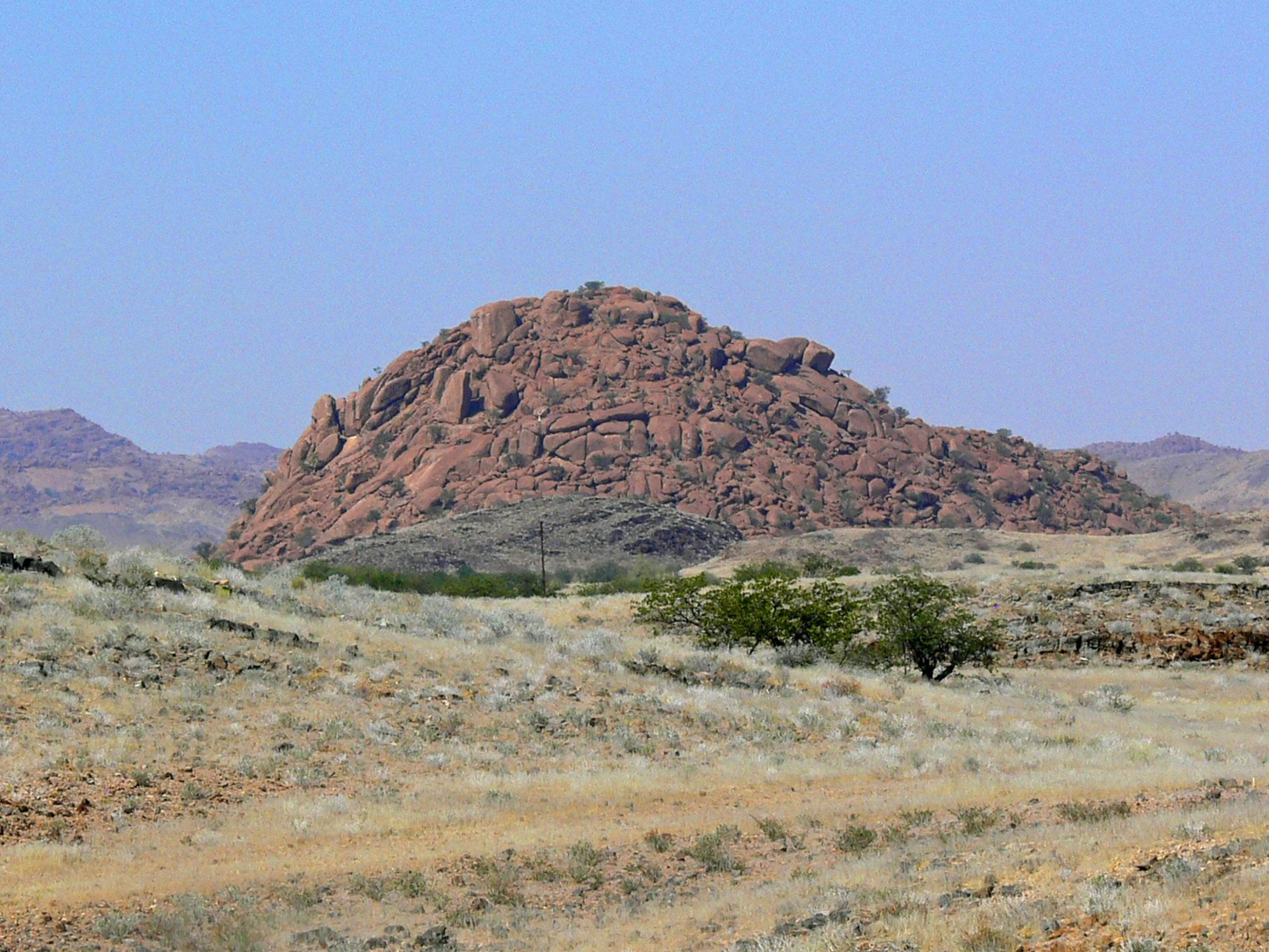 Drumlins are sedimentary rock formations made by fast-moving ice flows in Namibia