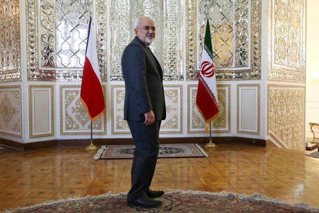 Iranian Foreign Minister Mohammad Javad Zarif stands prior to a meeting in Tehran, Iran.