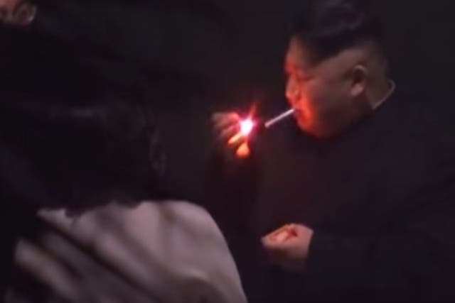 Kim Jong-un was taking a cigarette break during his long train journey to a nuclear summit with Donald Trump