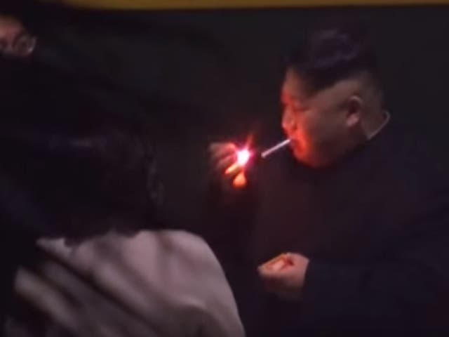 Kim Jong-un was taking a cigarette break during his long train journey to a nuclear summit with Donald Trump