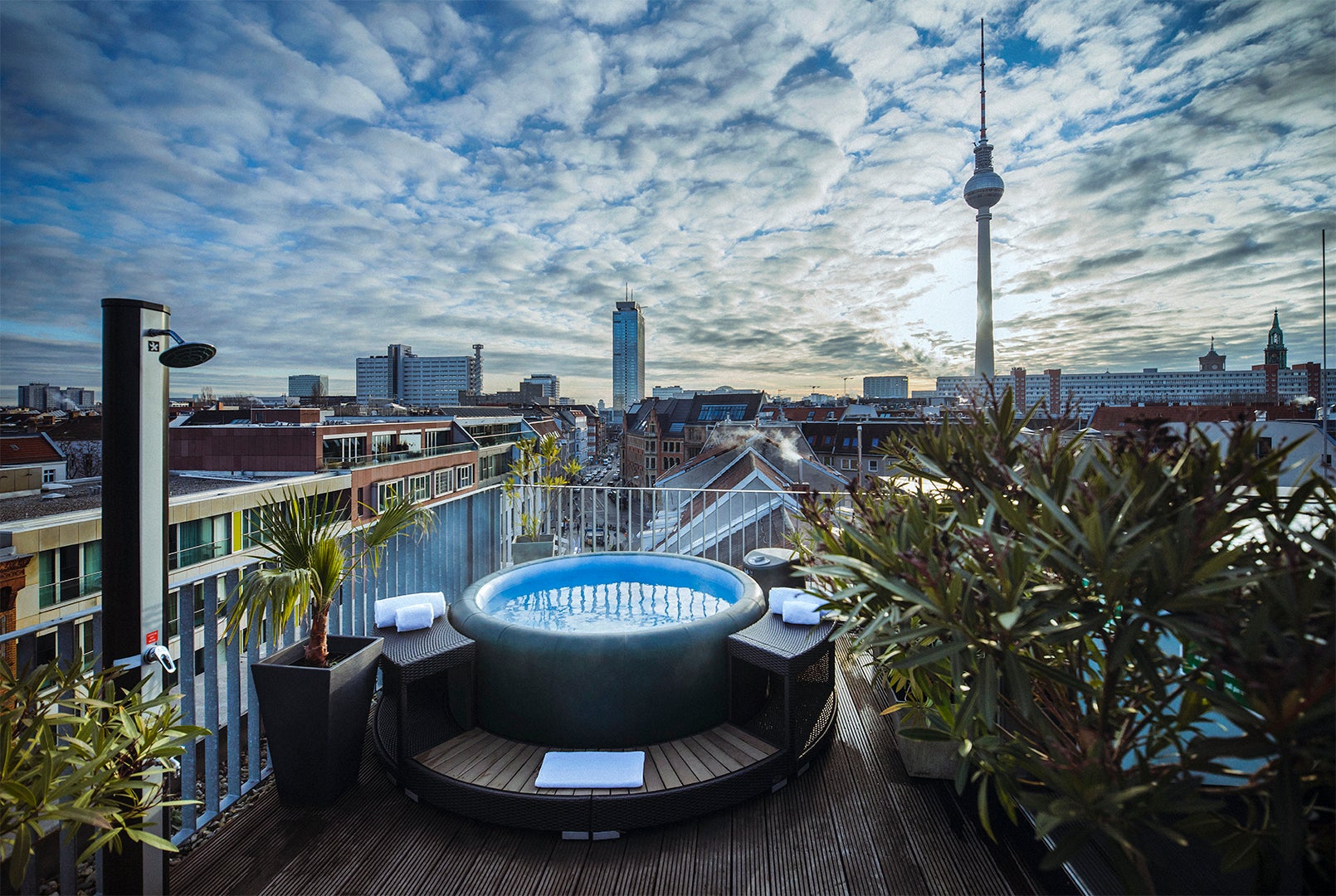Treat yourself to a rooftop hot tub at The Weinmeister