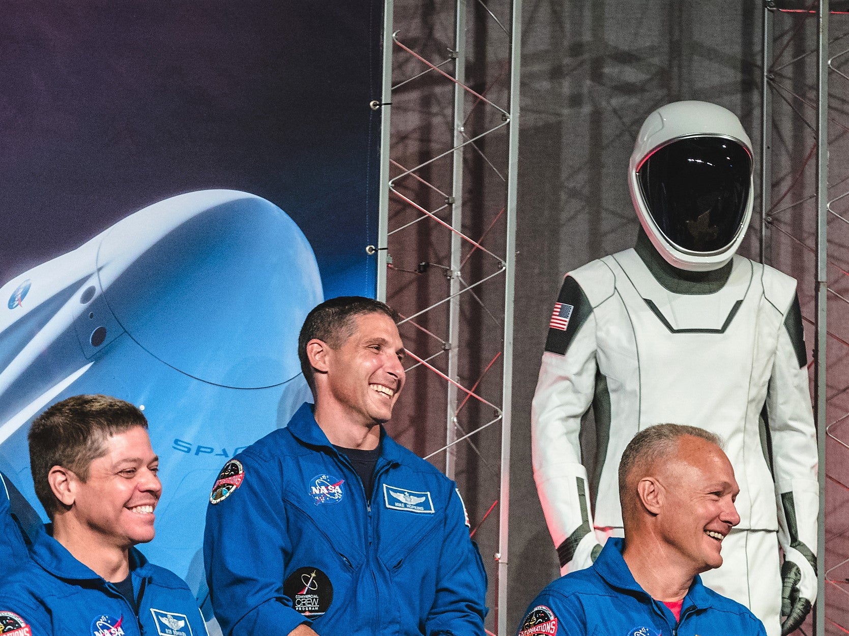 Nasa astronauts (left to right) Victor Glover, Bob Behnken, Mike Hopkins and Doug Hurley