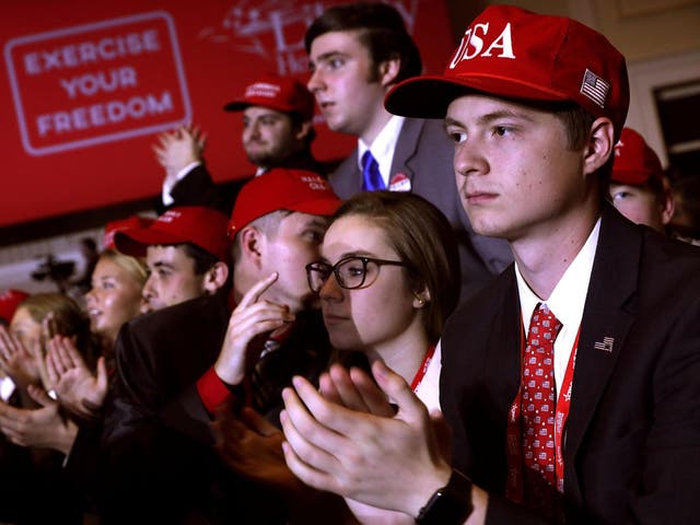 Young supporters cheer at the Conservative Political Action Conference