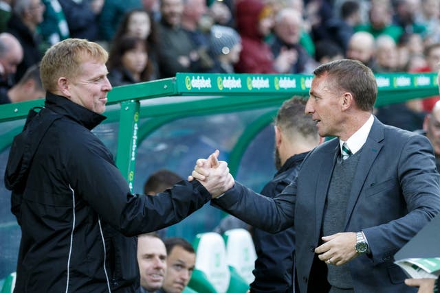 Neil Lennon, left, is set to take over from Brendan Rodgers