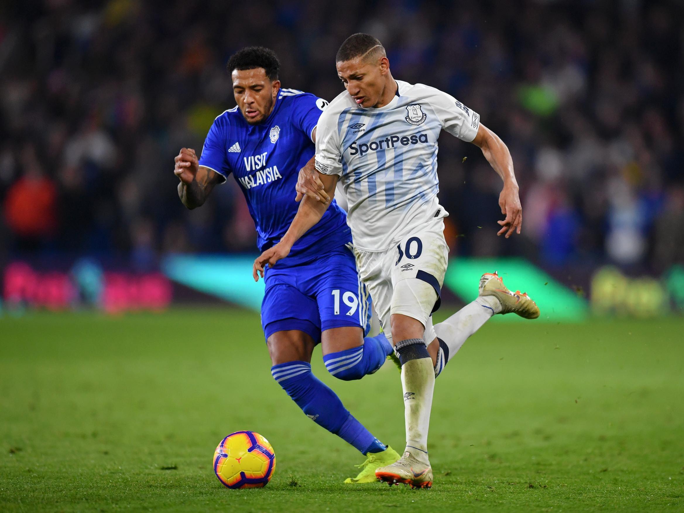 Richarlison is chased down by Nathaniel Mendez-Laing