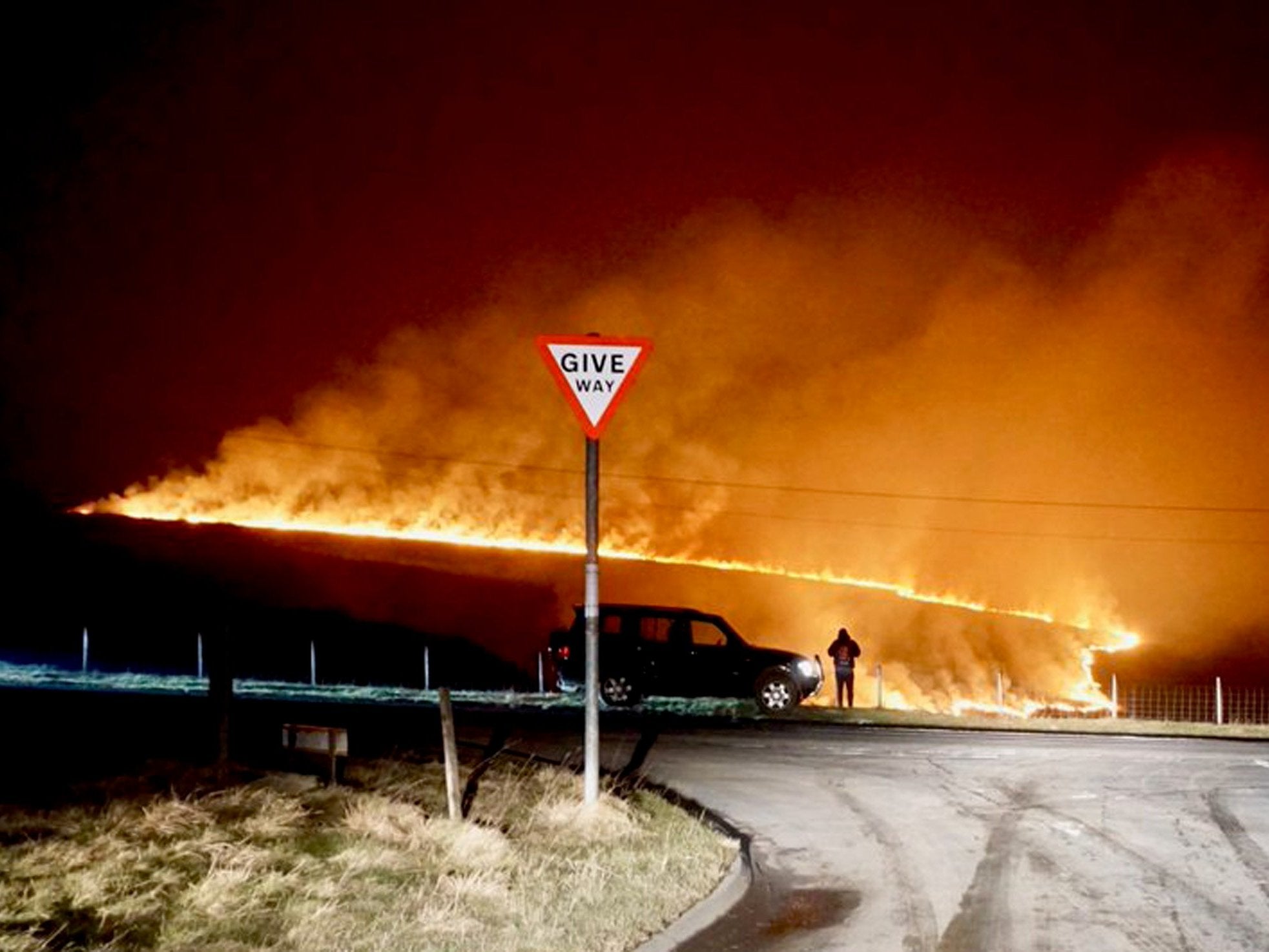 A wildfire rages near Marsden, West Yorkshire