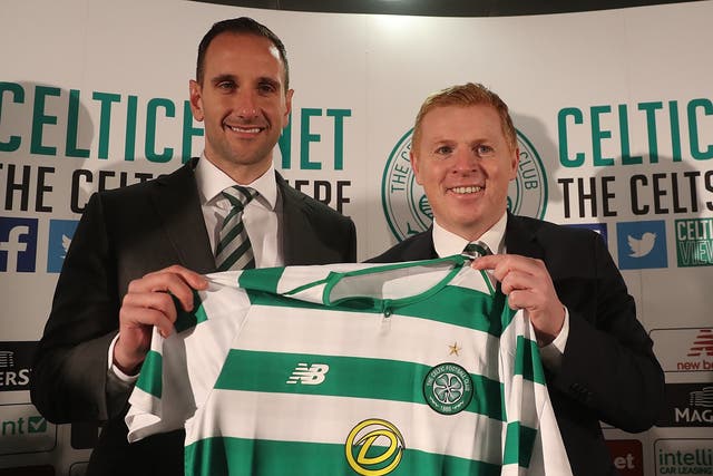 Celtic's new interim manager Neil Lennon is unveiled with his assistant John Kennedy