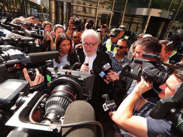 Robert Richter QC, lawyer for George Pell, leaving Melbourne County Court