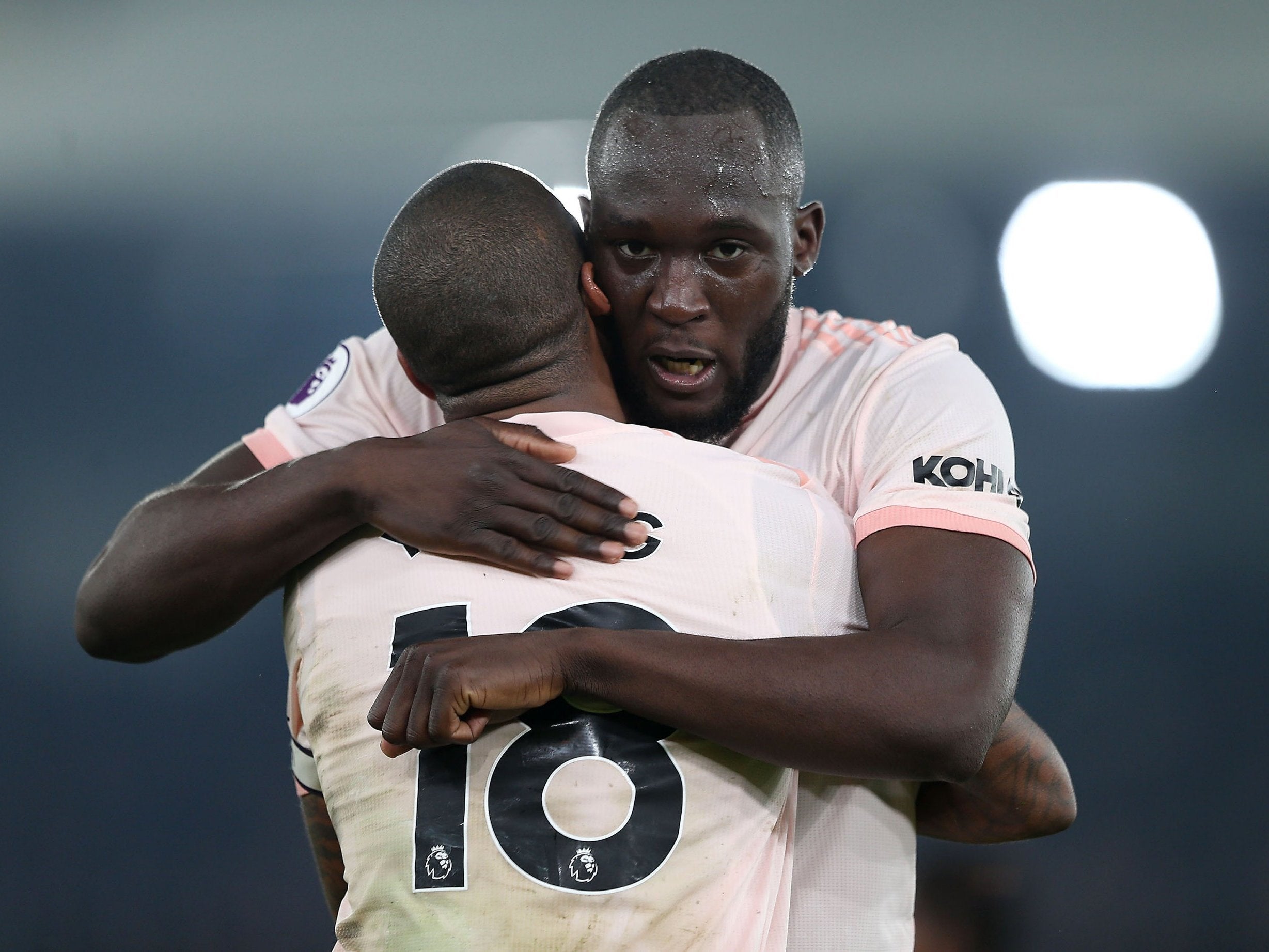 Romelu Lukaku and Ashley Young of Manchester United celebrate