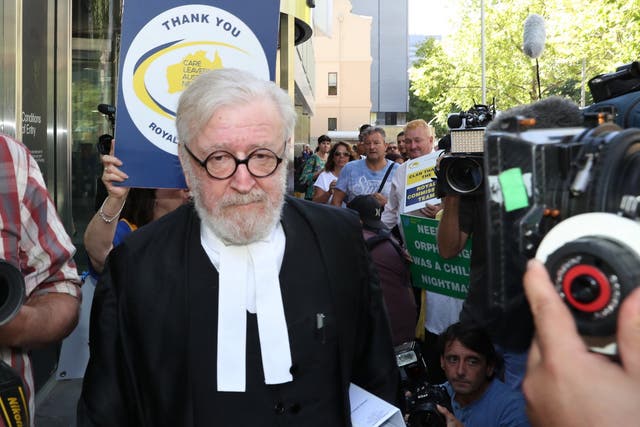 George Pell's lawyer Robert Richter leaves Melbourne County Court on 27 February 2019.