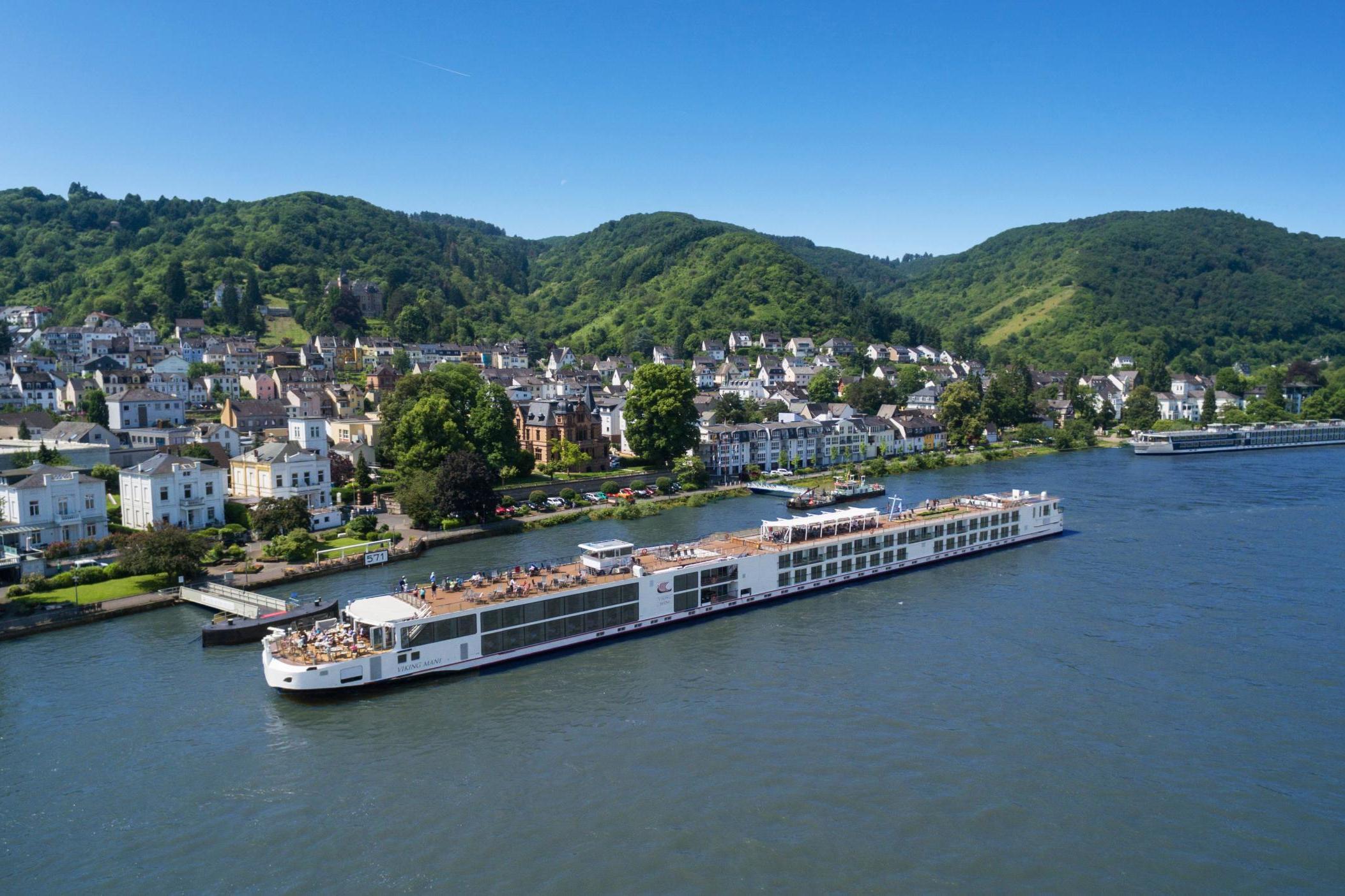 Viking Longship Mani passes the town of Boppard in the Middle Rhine Valley